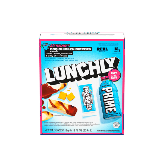 Lunchly Meal Kit, Pizza Party with Feastables Chocolate and Prime Hydration