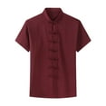 thumbnail image 2 of yuksok China Clothes Tang Shirt Short Sleeves Fashionable Wear Uniform Kung Fu Clothing Red, 2 of 9