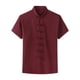 thumbnail image 2 of Ropa china para hombre, traje Tang, camisa de kung fu para ejercicios matutinos de manga corta Rojo, 2 of 8