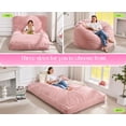 thumbnail image 5 of Hobestluk Bean Bag Chair Convertible Beanbag Chairs for Adults, 3 in 1 Bean Bags with Stripe Cover, Adult Bean Bag Chair for Living Room, Bedroom (Pink, Queen), 5 of 9