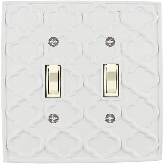 Meriville Moroccan 2 Toggle Wallplate, Double Switch Electrical Cover Plate, Off White
