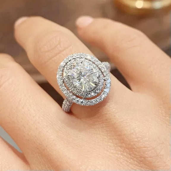 Charm Wedding Engagement 925 Silver Ring Cubic Zircon Women Ring Sz 6-10