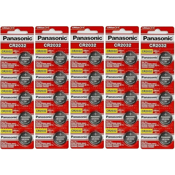 Panasonic CR2032 3 Volt Lithium Coin Cell Battery - 25 Batteries