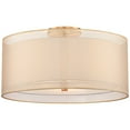 thumbnail image 6 of Possini Euro Design Modern Ceiling Light Semi Flush Mount Fixture 18" Wide Antique Brass 3-Light Champagne Organza Double Drum for Bedroom Kitchen, 6 of 8