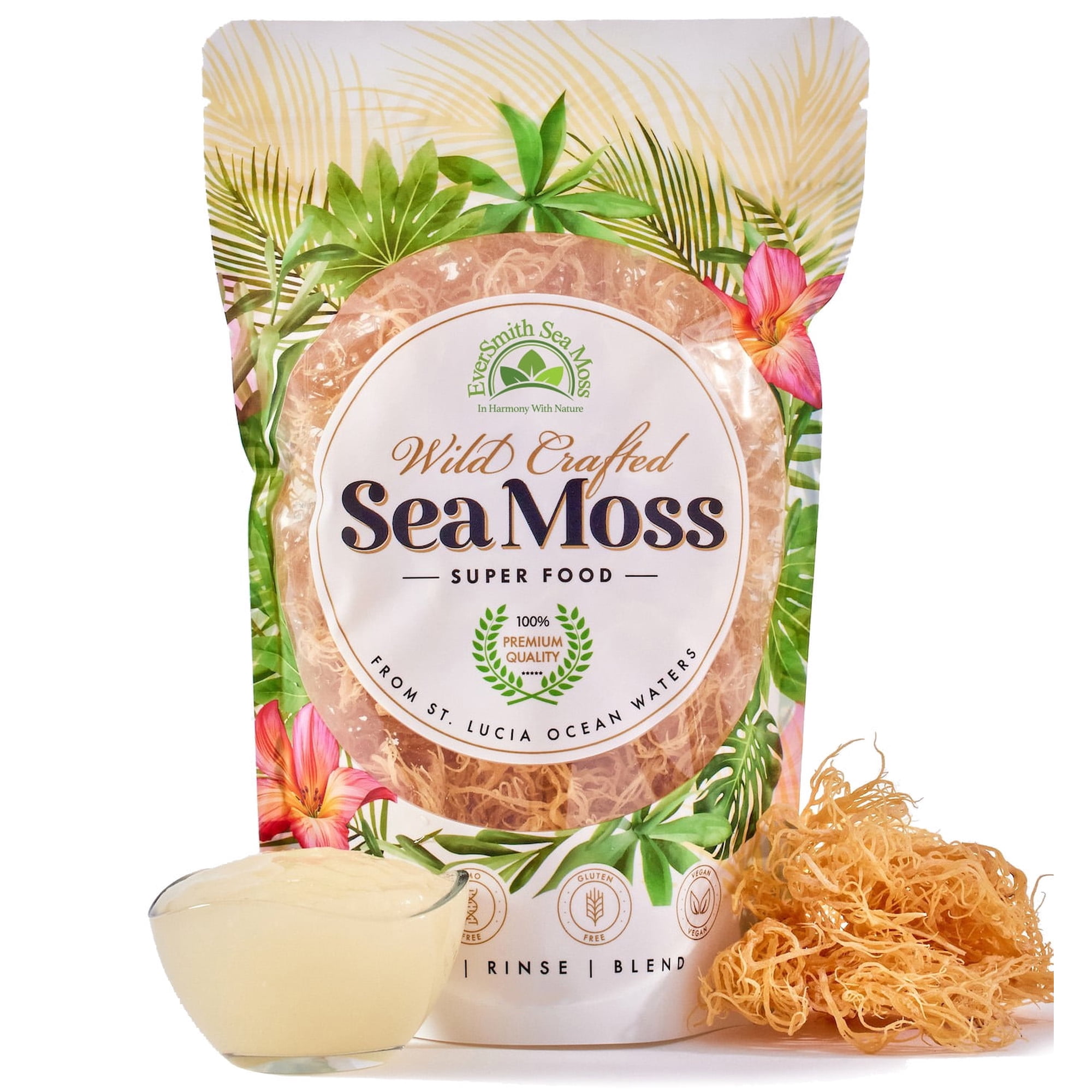 Irish Sea Moss | Makes 40oz of Gel | Wildcrafted Dried Sea Moss | St. Lucia Seamoss | All Natural, Non GMO & Vegan | 2oz Bag