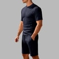 thumbnail image 4 of Kakii Men's 2-Piece Pull-On Shorts Set, All-Over Texture Jogger Shorts & Matching Tee, Elastic Waist Summer Lounge Outfit, 4 of 7