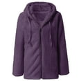 thumbnail image 4 of WEIYLL Veste en Molleton Femme Chaude Col Rond Couleur Unie Long Manteau Violet Temps Froid Hauts Taille 5TG, 4 of 7
