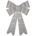thumbnail image 3 of Northlight LED Lighted Tinsel Bow Christmas Decoration - 24" - Silver, 3 of 9