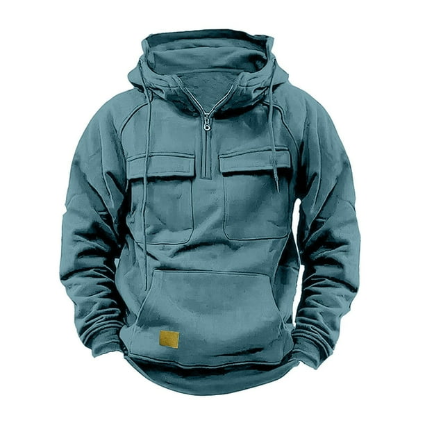 pstuiky camisas de manga larga para hombre, Sudadera con capucha y cremallera de un cuarto para hombre, ideal para entrenamiento, gimnasio, deportes, correr, exteriores, chaquetas de invierno xxl
