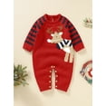 thumbnail image 3 of Bagilaanoe Newborn Baby Girl Boy Christmas Jumpsuit Deer Print Long Sleeve Bodysuit 3M 6M 9M 12M 18M Infant Knit One Piece Romper, 3 of 9