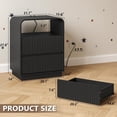 thumbnail image 2 of FANRAL Set of 2 Modern 2 Drawer Nightstands with Charging Station,Wooden Bedside Table End Table with Curved Silhouette & Metal Handles,Black Night Stand, 2 of 7