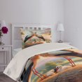 thumbnail image 3 of Ambesonne Birds and Nature Quilted Coverlet 2 Pcs, Storks of Romance, Twin Size, Fern Green Multicolor, 3 of 5