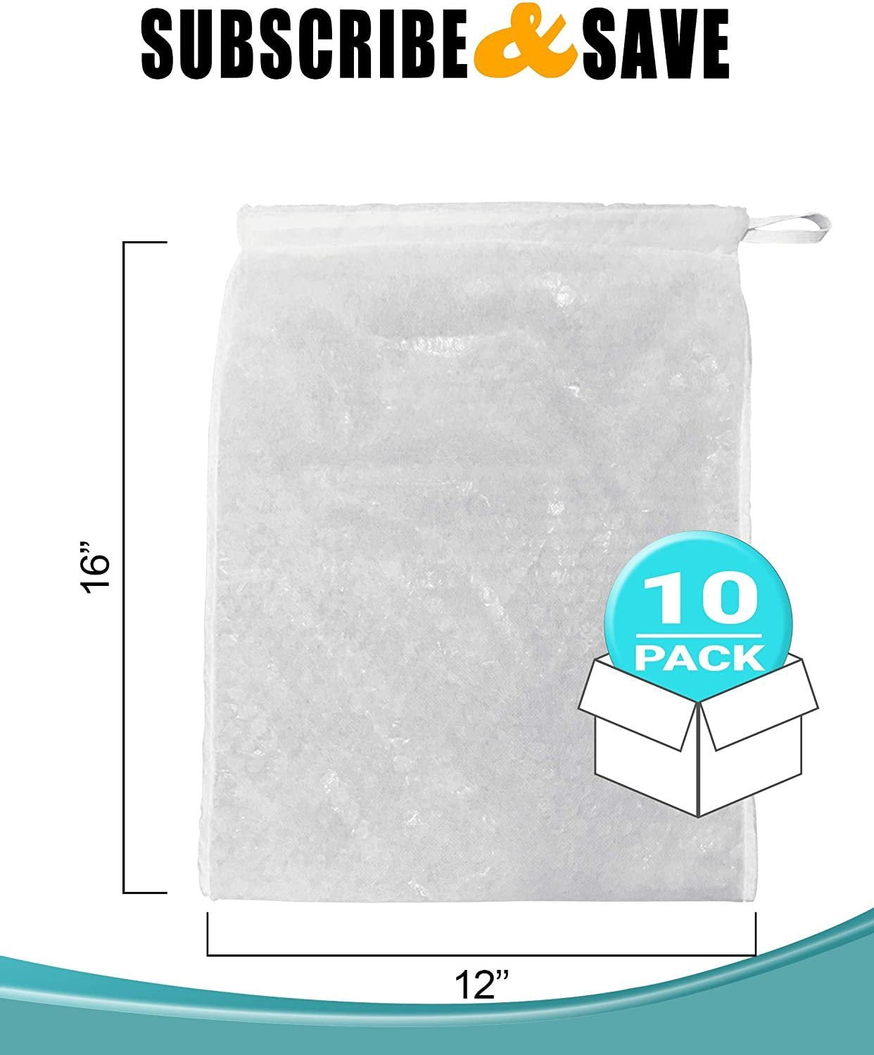 Pack of 10 Drawstring Bubble Out Bags 12 x 16. White Bubble Bags 12x16, Double Walled Bubble Pouch Bags for Packing, Moving, Shipping, Mailing, Bubble Cushioning Wrap Bags.