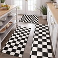 thumbnail image 2 of Black and White Checkered Pattern Kitchen Rugs Sets Of 3,Kitchen Runner Rugs Non Skid Washable,Decorative Kitchen Floor Mats for Kitchen,Sink,Laundry,17"x30"+ 17"x47" + 17"x59", 2 of 6