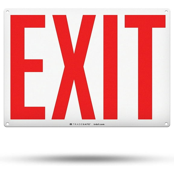 TRADESAFE Exit Sign, Wall Safety Signs, 14” x 10”, 40 Mil Aluminum Safety Sign