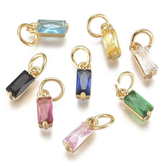 U8MO 20x Clear Birthstone Gold Plated Tone Cubic Zirconia Charms Dangle Pendant Craft