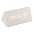 thumbnail image 1 of Reloj triangular de madera con control de voz creativo, pantalla digital, despertador de temperatura y humedad, 1 of 5