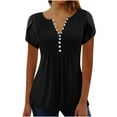 thumbnail image 2 of Xdegoge Ofertas En Walmart Summer Tops for Women 2025 Dressy Casual V Neck Short Sleeve Shirts Trendy Button Down T Shirt Tunic Cute Blouses Pullover Solid Color Going Out Tops Past Orders At Walmart, 2 of 7