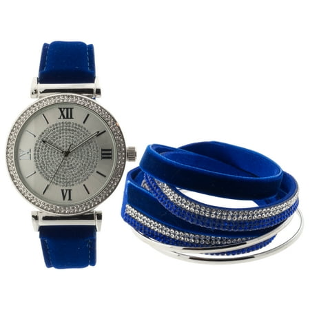 Ladies Interchangable Analog Watch Set, Navy Blue