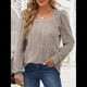 thumbnail image 4 of Camisas Tipo Túnica para Mujer, Camisas Holgadas de Larga, Camisas de Cuello Cuadrado Caqui L, 4 of 8