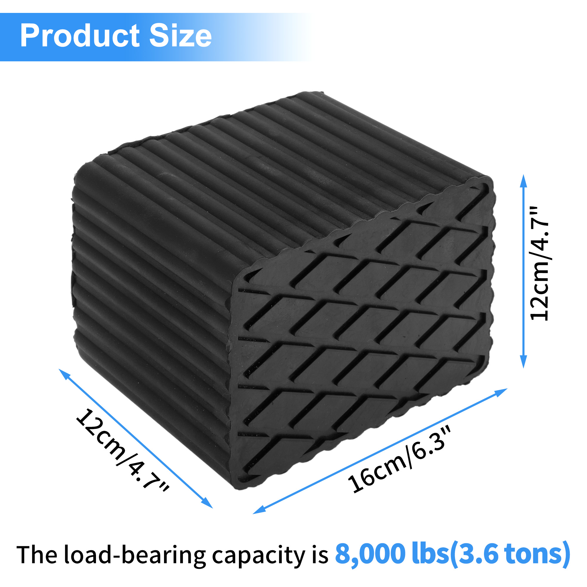 Unique Bargains Universal Heavy Duty Rubber Jack Stand Pads 6.3" x 4.7" x 4.7" Black