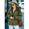 thumbnail image 3 of POGLIP Women's Green Corduroy Ribbed Shell Fleece Lining Jacket, 3 of 6