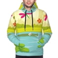 thumbnail image 4 of KLL Two Frogs Are Sitting On Water Lilies Print Mens Hoodie Long Sleeve Casual Pullover Hooded Sweatshirt Fashion Drawstring Hoodies with Pocket-4X-Large, 4 of 6