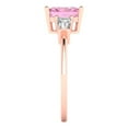 thumbnail image 3 of 1.5 ct Emerald Cut Simulated Pink Diamond Three-Stone Engagement Ring for Women in 18K Rose Gold, 3 of 5