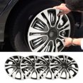 thumbnail image 1 of Tapa del Cubo, Tapa de Cubo de la Rueda Protectora de 4 Piezas Instalación de Plata Negra Fácil para Automóviles Camionetas de 13 Pulgadas Rueda de Acero, 1 of 7