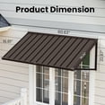 thumbnail image 4 of BACKYARD BEAUTIFUL Metal Awning 60" x 36", Front Door and Window Canopy with Powder-Coated Frame, Weather Resistant Sun and Rain Shelter for Patio, Entrance, Porch and Balcony, Brown, 4 of 9