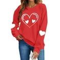 thumbnail image 2 of YueHuiYing Women's Oversized Hoodie with Heart Mesh Print Crew Neck Long Sleeve Hoodless Valentine's Day Simple Top, 2 of 9