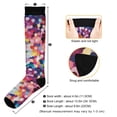 thumbnail image 3 of FORMRS Womens Knee High Socks Casual Long Thick Travel Daily Wear, 2 Pairs, Black Colorful Circles, 3 of 6