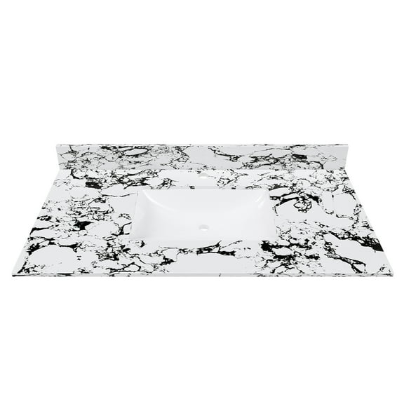43"x22"Bathroom Vanity Top,w/Undermount Ceramic Sink and Backsplash,artificial marble Bathroom Vanity Top w/1 Pre-Drilled Hole,Panda White