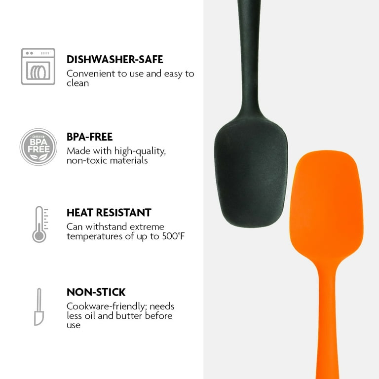 OVENTE Orange Non-Stick Silicone Spatula Set with Heat Resistant