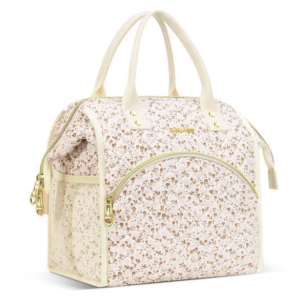 Bolsa aislante LOKASS para almuerzo con estampado floral, 10 L, a prueba de fugas