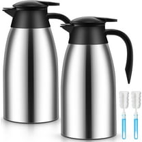 2 Pcs 51 oz Thermal Coffee Carafe for Keeping Hot Insulated Stainless Steel Vacuum Thermal Pot Flask Double Walled Vacuum Coffee Carafe for Beverage Water Tea, 12 Hot 24 Hours Cold(Silver)