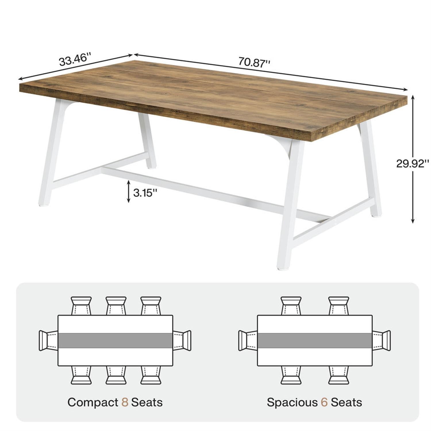 Demi Bonn 70" Executive Computer Desk with Metal Frame, Modern Duty Study Writing Gaming Table for Home Office, Rectangle Conference Table, Gray