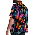 thumbnail image 3 of Flower Butterfly Men's Casual Poplin Button Down Short Sleeve Hawaiian Beach Shirt, 3 of 6