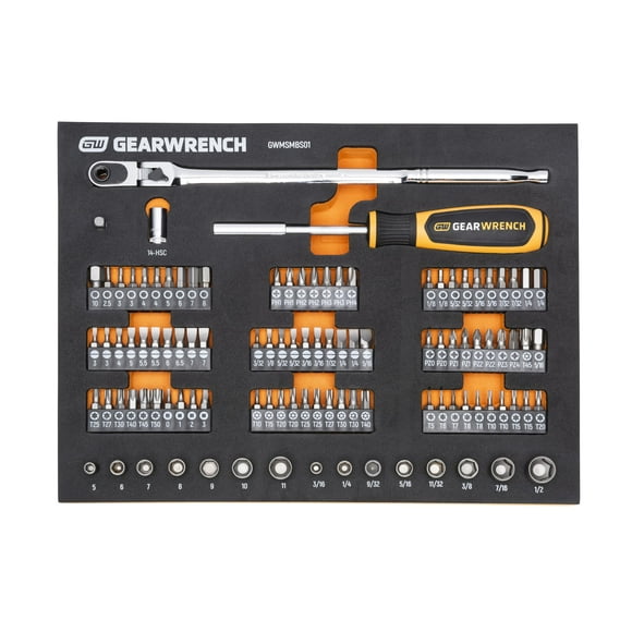 Juego de herramientas GEARWRENCH, 105 piezas, 1/4 pulgadas, cabeza delgada con bandeja