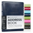 thumbnail image 2 of Gallery Leather Large Address Book with Alphabetical Tabs up to 480 Records, Leather Notebook Hardcover, Telephone and Address Books - 9x7, Desk Address, Acadia Navy, 2 of 4