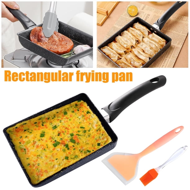 Sartén Tamagoyaki de 7"x 5" Sartén Japonesa para Omelette con Herramientas de Cocina Como Espátula y Cepillo de Silicona Multifuncional sin PFOA Antiadherente Sartén Cuadrada para Freír