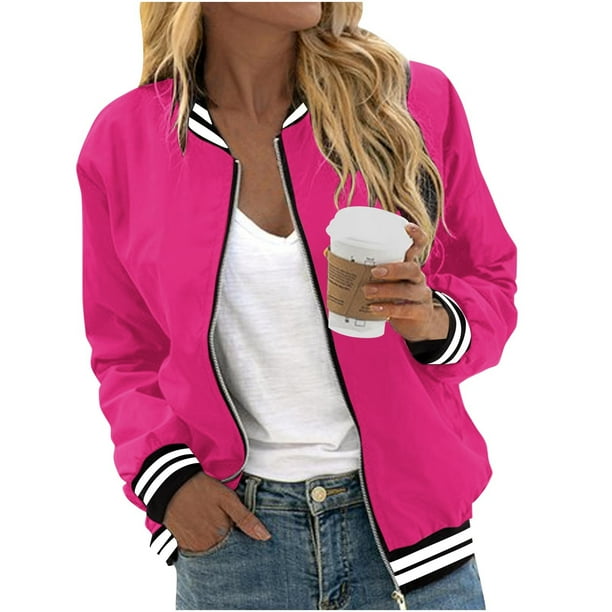 Ailaofu Bomber Jackets for Women Spring Fashion Cute Jacquard Coats Lightweight Zip Up Jackets Dressy Casua