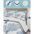 thumbnail image 4 of Quilts Twin Size, Light Blue Coral Coastal Soft Comforter Bedding Set for Bed, Summer Beach Starfish Shell Lightweight Quilted Bedspread with Pillow Cover(2 Pieces) for All Season, 68x86 Inch, 4 of 6