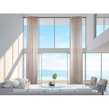 3S Brother's Pink Sheer Home Decorative Set of 2 Panels Faux Silk Crap Chiffon Fabric Window Curtains Hanging Back Tap & Rod Pocket Custom Made 5-30 Ft Long - Made in Turkey (100"W x 120"L) Each