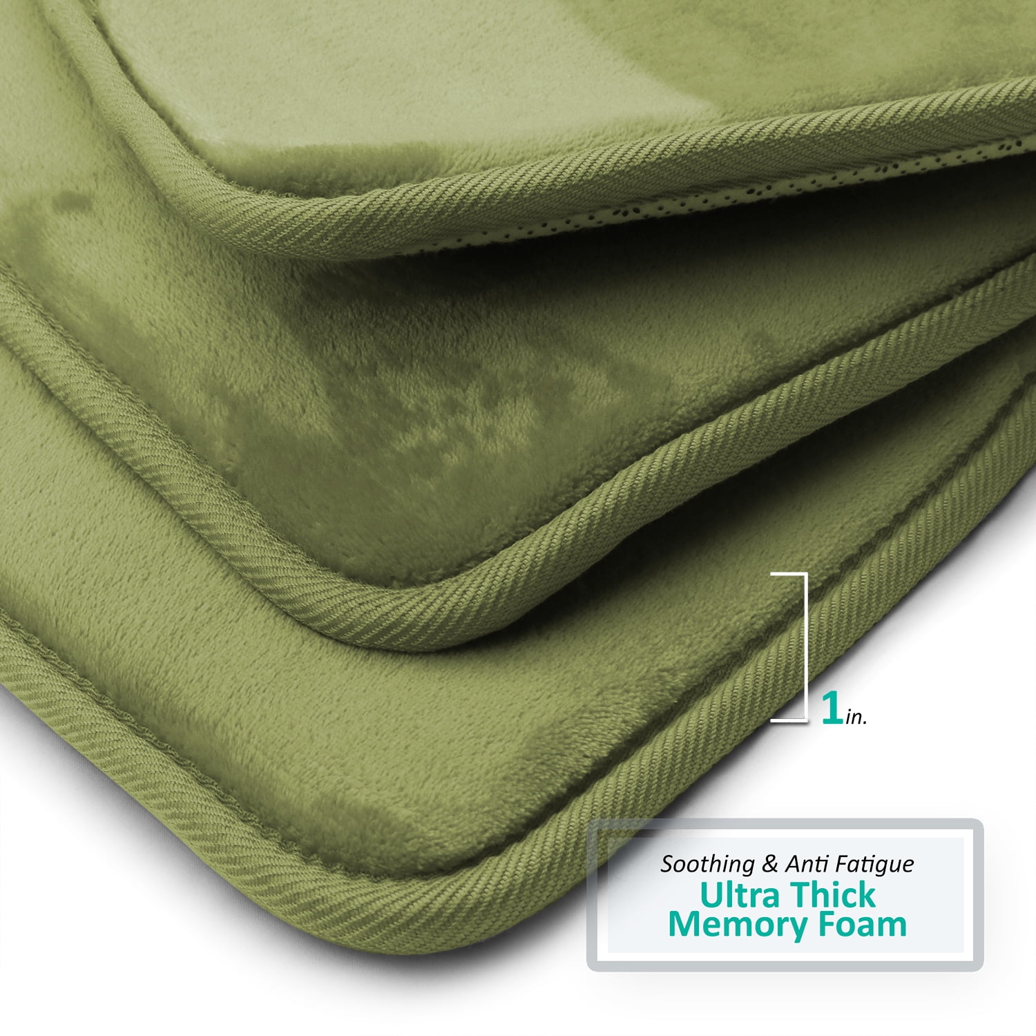 Clara Clark 2 Piece Premium Memory Foam Bathroom Mat Set, Set of 2 20x32 inch Bath Rugs, Sage Green
