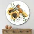thumbnail image 2 of Designart 'Autumn Bouquet With Robin Redbreasts Sunflowers Cotton' Traditional Circle Metal Wall Art 29x29 - Disc of 29, 2 of 5