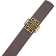 thumbnail image 2 of Tory Burch 141739 Britten Logo Clam Shell Grey/Tiramisu Light Brown With Gold Hardware Reversible 1 Inch Women's Belt Size Medium, 2 of 4