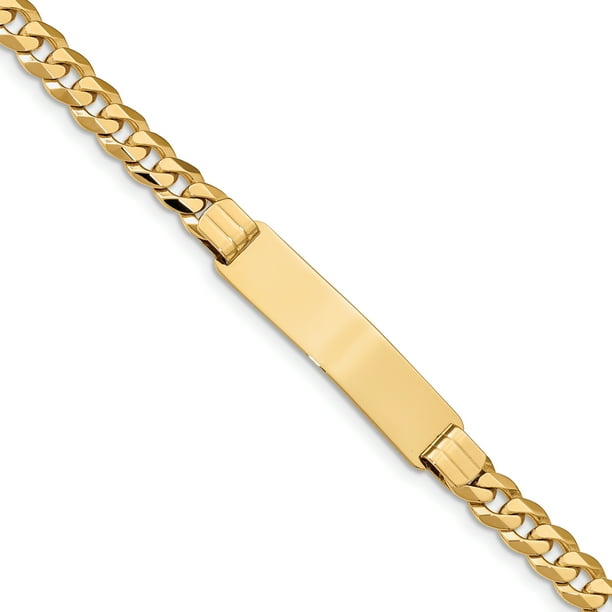 Jewelrypot 14k Yellow Gold Engravable 8in Curb Men ID Bracelet