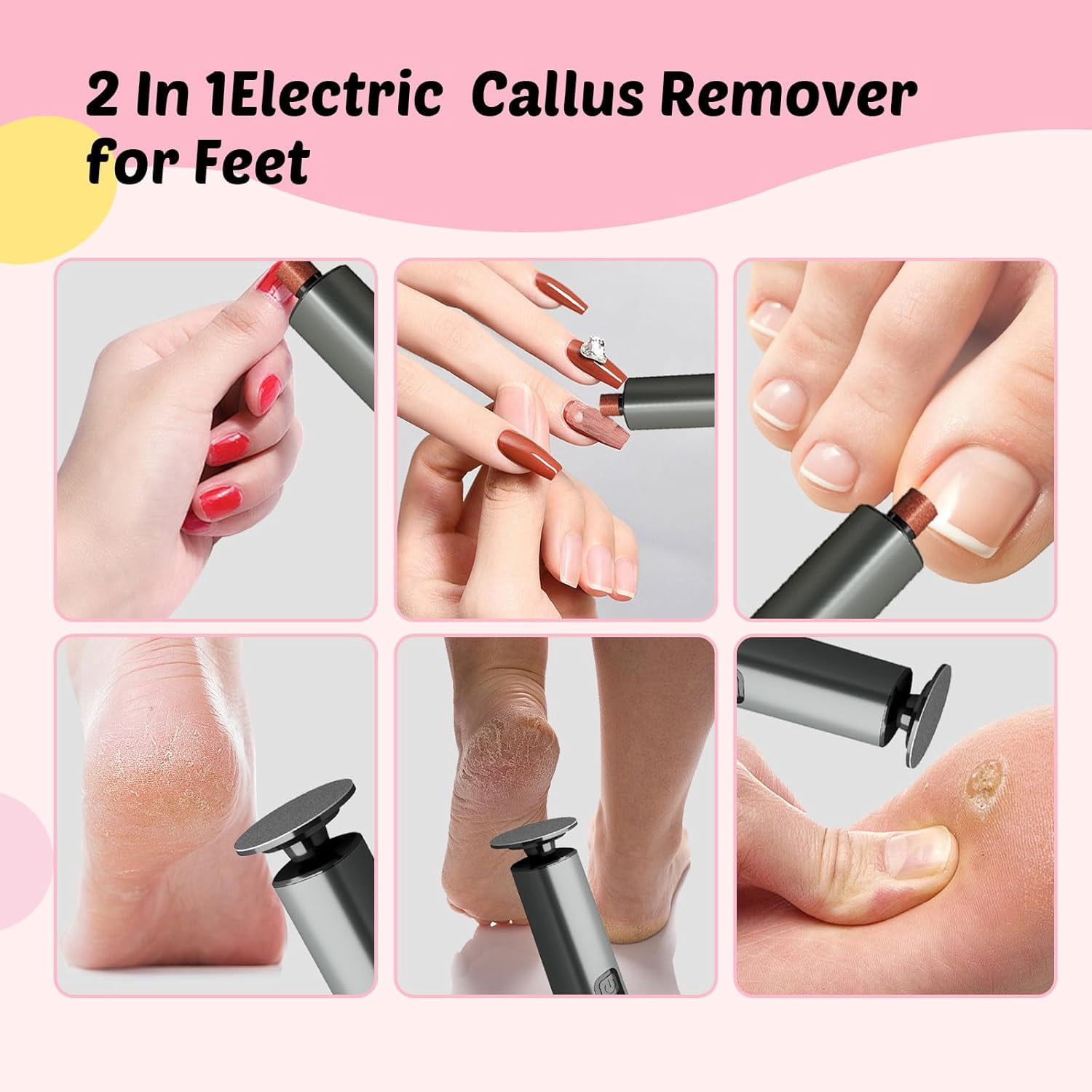 Aorsher 9 Adjustable Speeds Electric Foot Callus Remover & Nail File for Home & Travel, Portable Electric Callus Remover with 20 Sandpapers and 10 Nail Heads, Type-C Rechargeable