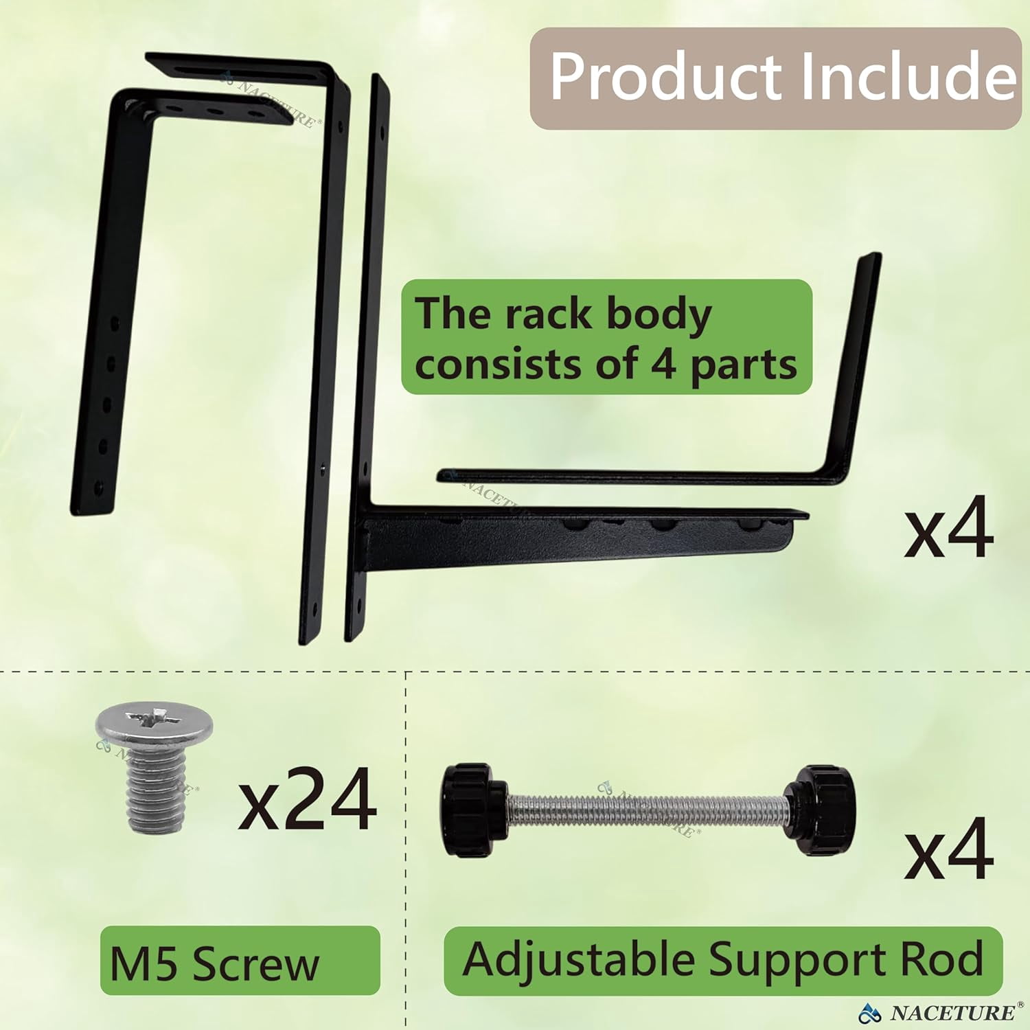 Window Box Brackets for Railing- 4 Pcs Adjustable Planter - Sturdy, Stable Flower Box Brackets for Railings, Balconies and Fences- Upright Railing Plant Holder (Black 4 Pack)